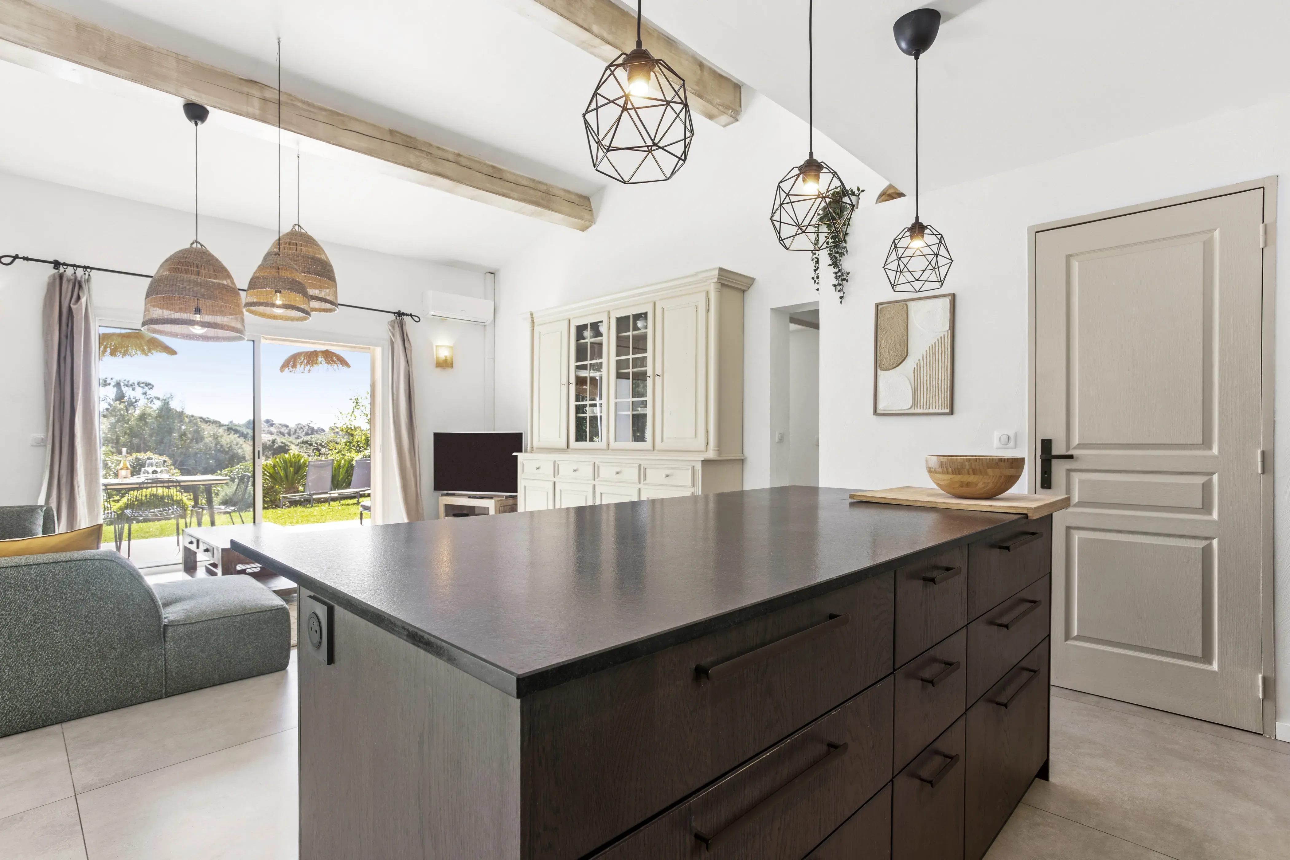 Modern kitchen open to the living room