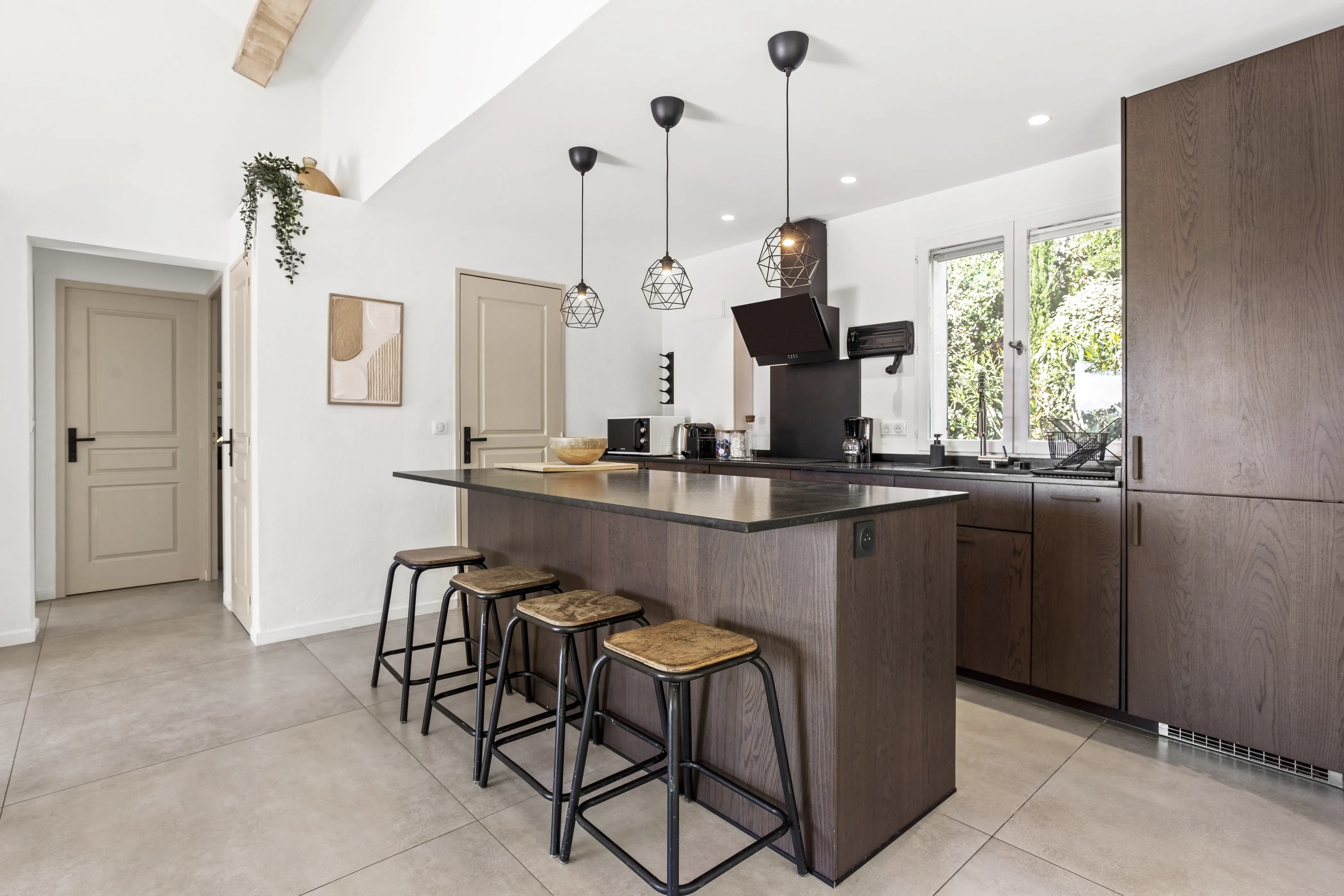 Close-up of countertops and appliances