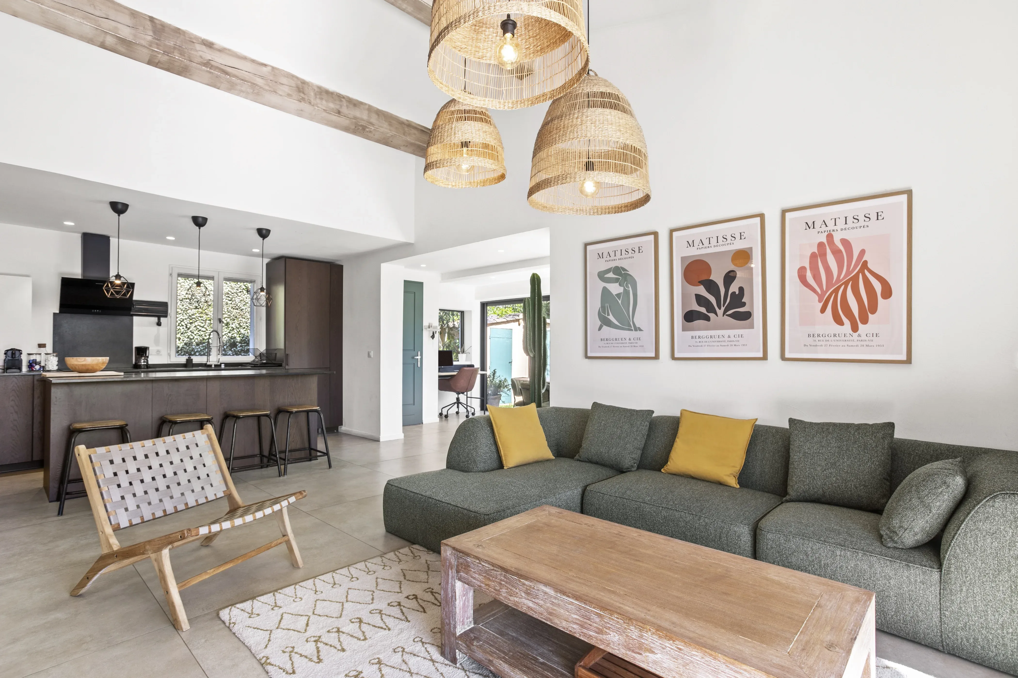 Living room with a large bookcase